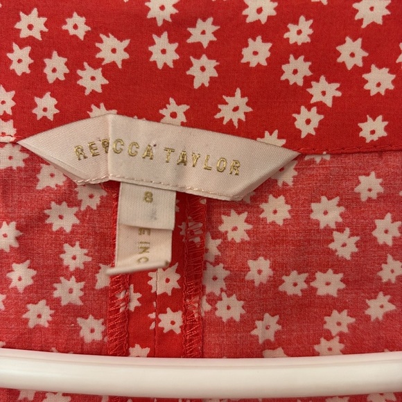 Rebecca Taylor MALIA FLORAL POPLIN DRESS IN CHERRY COMBO sz 8 - Picture 5 of 9